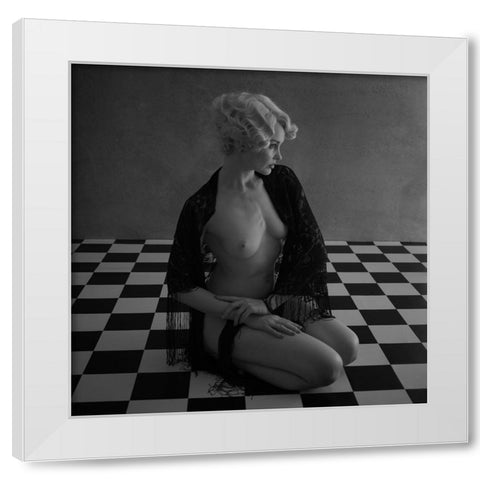 Blonde On The Tiles White Modern Wood Framed Art Print by Brackstone, Mel