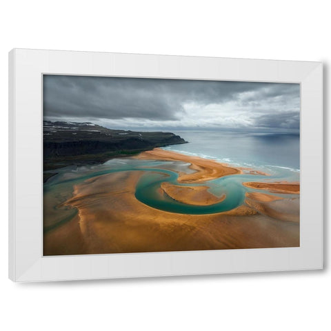 A Circuitous Creek White Modern Wood Framed Art Print by Dou, Shenshen