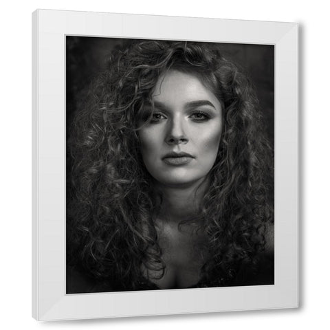 Portrait Of A Young Woman White Modern Wood Framed Art Print by Mighorst, Ineke