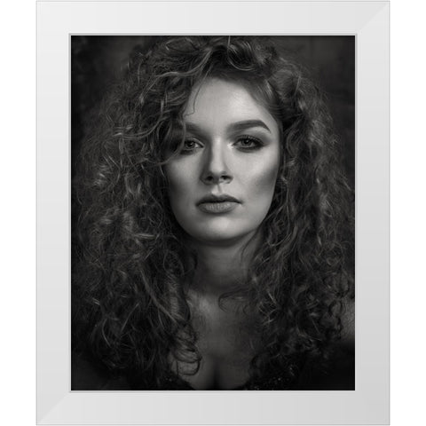Portrait Of A Young Woman White Modern Wood Framed Art Print by Mighorst, Ineke