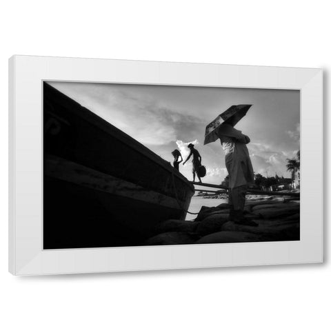 Work In Life White Modern Wood Framed Art Print by Jumen Khan, Md.