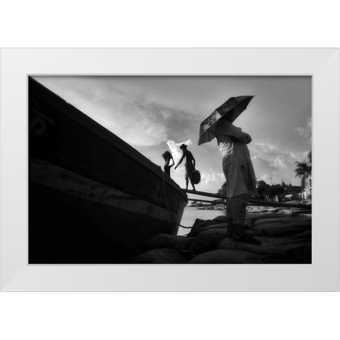 Work In Life White Modern Wood Framed Art Print by Jumen Khan, Md.