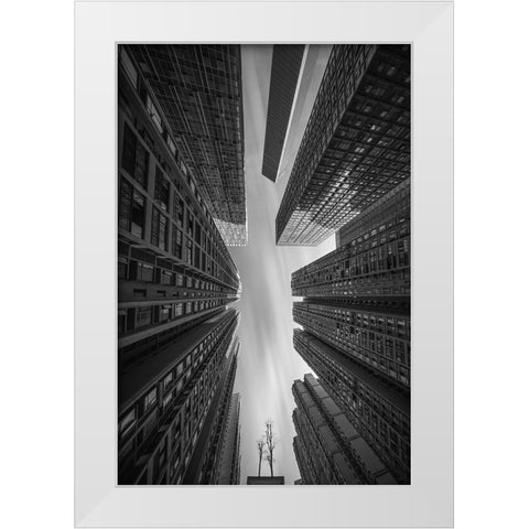 Forest City White Modern Wood Framed Art Print by Tianqi