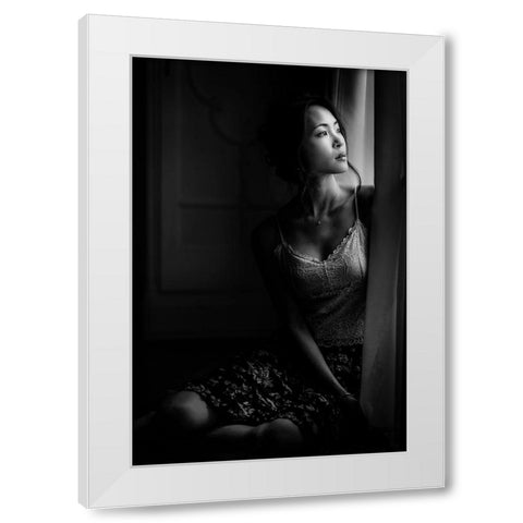 Relaxing At The Window White Modern Wood Framed Art Print by Yamamoto, Eiji