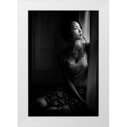 Relaxing At The Window White Modern Wood Framed Art Print by Yamamoto, Eiji