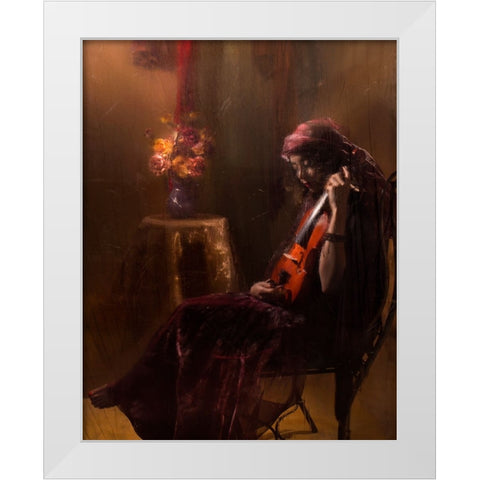 Musician White Modern Wood Framed Art Print by Marjanmashhadi