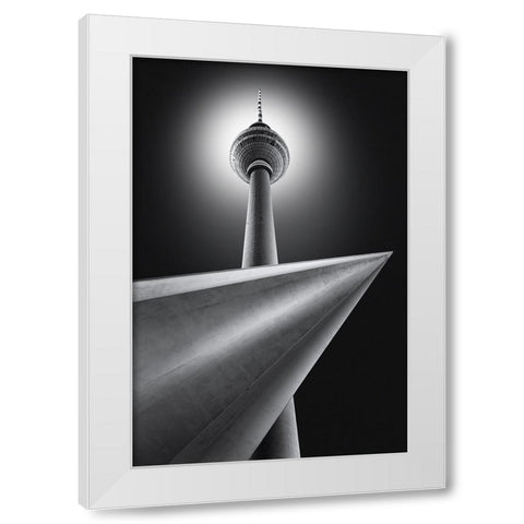 Sputnik White Modern Wood Framed Art Print by Figueras, Antoni