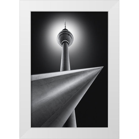 Sputnik White Modern Wood Framed Art Print by Figueras, Antoni