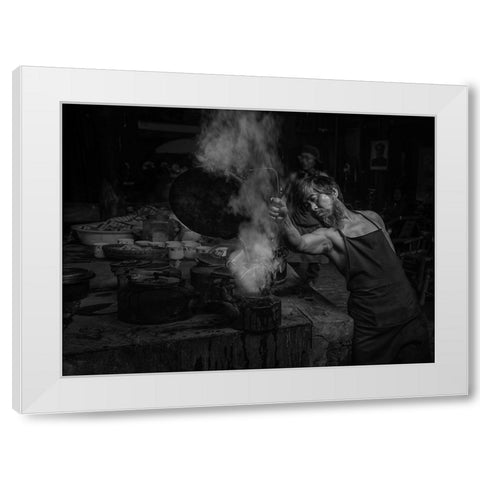 Tea Master White Modern Wood Framed Art Print by Zeng, Jiahong
