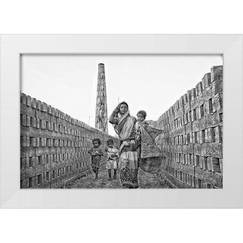 Motherhood White Modern Wood Framed Art Print by Das, Mousumi