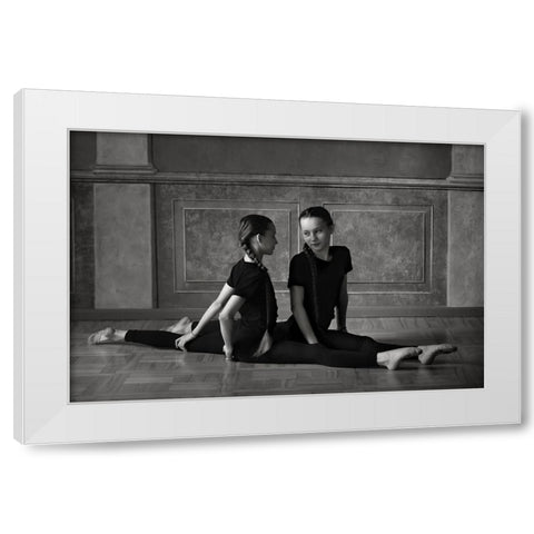 Twins White Modern Wood Framed Art Print by Kapsha, Eduards