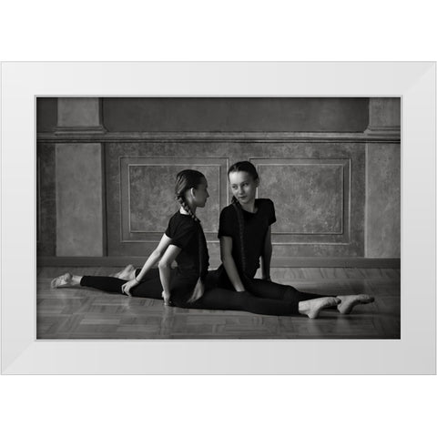 Twins White Modern Wood Framed Art Print by Kapsha, Eduards