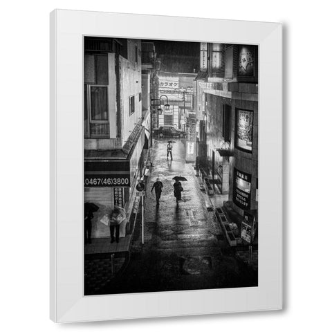 Hard Rain White Modern Wood Framed Art Print by Hasegawa, Takashi
