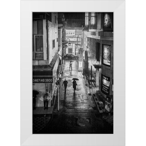 Hard Rain White Modern Wood Framed Art Print by Hasegawa, Takashi