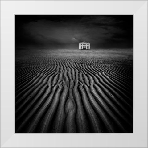 Beach Castle White Modern Wood Framed Art Print by De Groen, Maurits