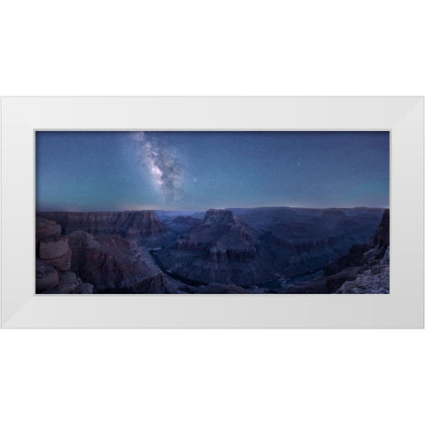 Grand Canyon And Milky Way White Modern Wood Framed Art Print by Wei, Willa