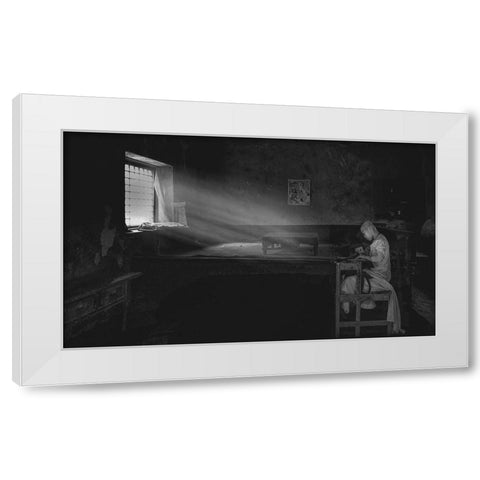 Reading Time White Modern Wood Framed Art Print by Zeng, Jiahong