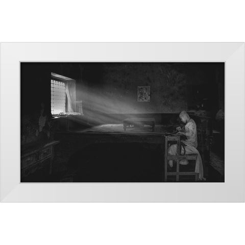 Reading Time White Modern Wood Framed Art Print by Zeng, Jiahong
