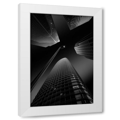 San Francisco Landmarks White Modern Wood Framed Art Print by Shu, Rong