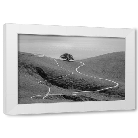 Lonely Tree White Modern Wood Framed Art Print by Mao, Yun