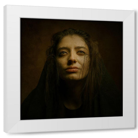 Persian Girl White Modern Wood Framed Art Print by Hasheminasab, Moein