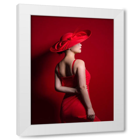 Red White Modern Wood Framed Art Print by Wang, Jeff