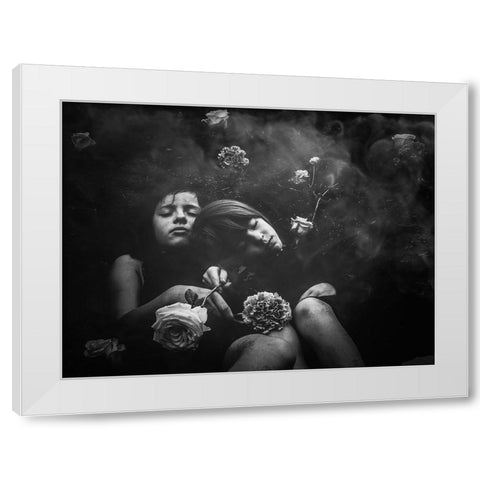 Children Of The Earth White Modern Wood Framed Art Print by Margau, Delphine