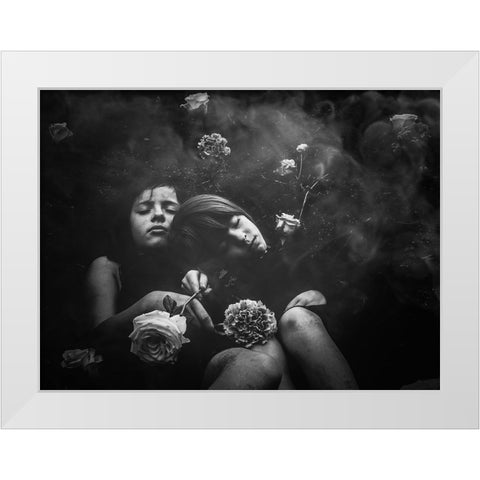 Children Of The Earth White Modern Wood Framed Art Print by Margau, Delphine