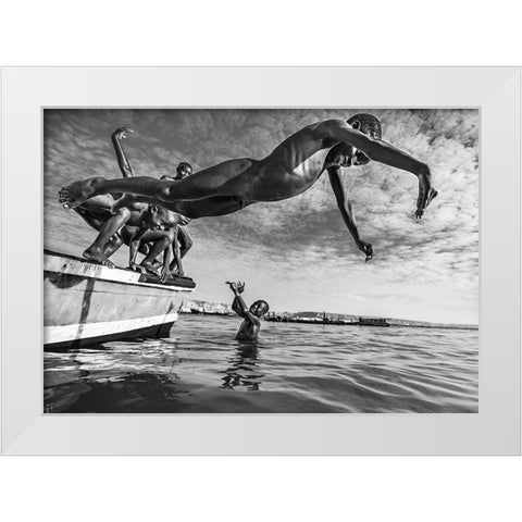 The freedom of nudity White Modern Wood Framed Art Print by Coelho, Joao