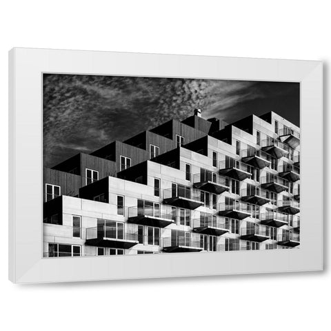 Blocks White Modern Wood Framed Art Print by Koer, Jaap