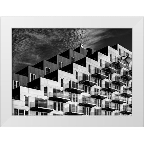 Blocks White Modern Wood Framed Art Print by Koer, Jaap