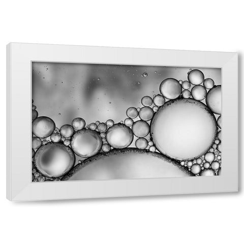 bubbles White Modern Wood Framed Art Print by Garcia, Helena