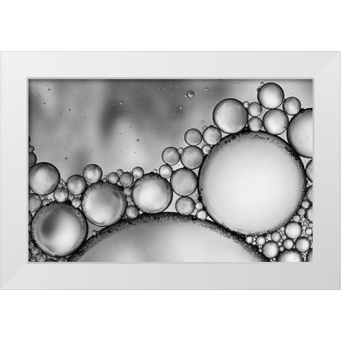 bubbles White Modern Wood Framed Art Print by Garcia, Helena