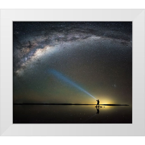Pink Lake White Modern Wood Framed Art Print by Zhen Yu, James