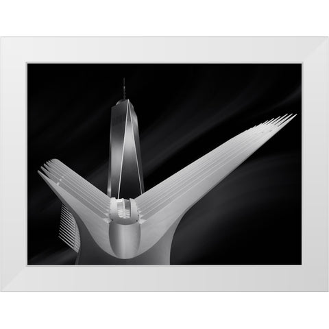 Flying In Oculus White Modern Wood Framed Art Print by Garcia, Helena
