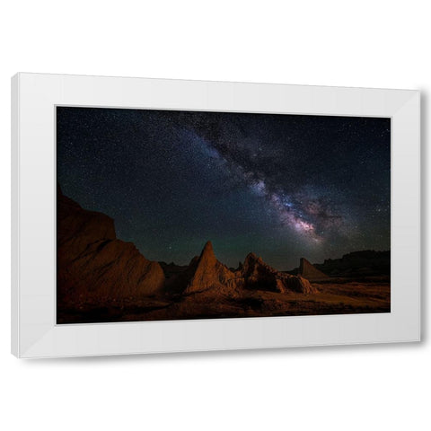 Night Sky Of Badlands White Modern Wood Framed Art Print by P., Ruiqing