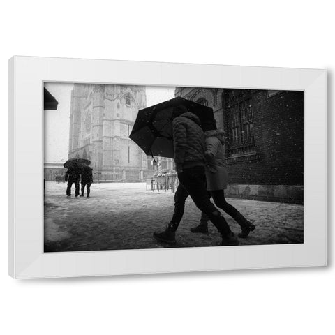 Parapet White Modern Wood Framed Art Print by Oskarrls