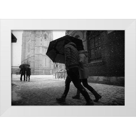 Parapet White Modern Wood Framed Art Print by Oskarrls