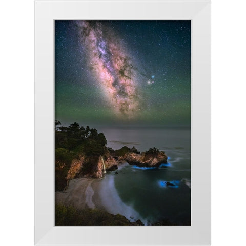 Milky Mcway Falls White Modern Wood Framed Art Print by Li, Sophia