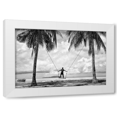 Tropical Playground White Modern Wood Framed Art Print by Long, Kieron