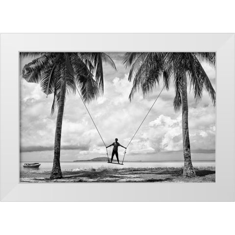 Tropical Playground White Modern Wood Framed Art Print by Long, Kieron