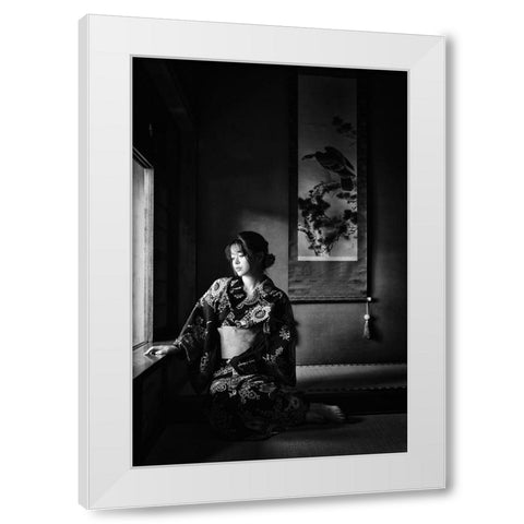 Yuuka White Modern Wood Framed Art Print by Washimi, Masatoshi