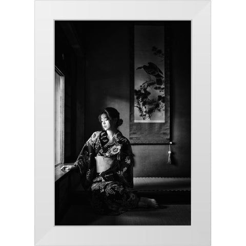 Yuuka White Modern Wood Framed Art Print by Washimi, Masatoshi