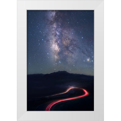 Misty Night White Modern Wood Framed Art Print by Hu, Ke