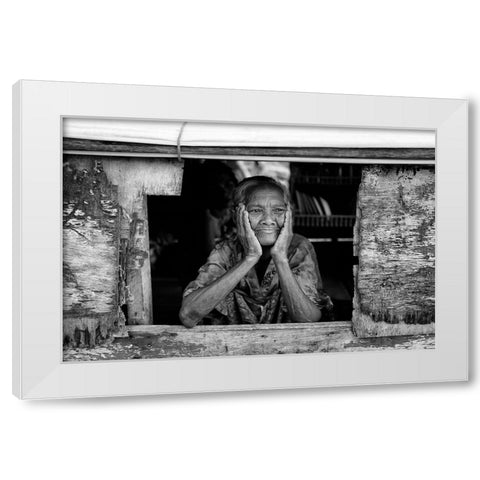 Boat Window White Modern Wood Framed Art Print by Long, Kieron