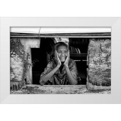 Boat Window White Modern Wood Framed Art Print by Long, Kieron