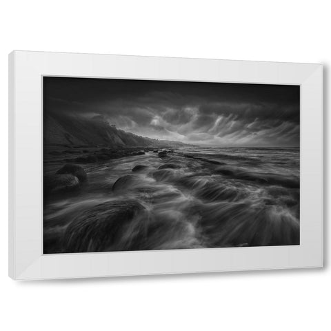 Bowling Ball Beach White Modern Wood Framed Art Print by Deng, Larry