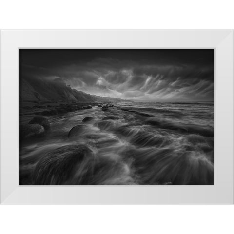 Bowling Ball Beach White Modern Wood Framed Art Print by Deng, Larry