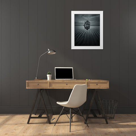 Hvitserkur White Modern Wood Framed Art Print by Guo, David