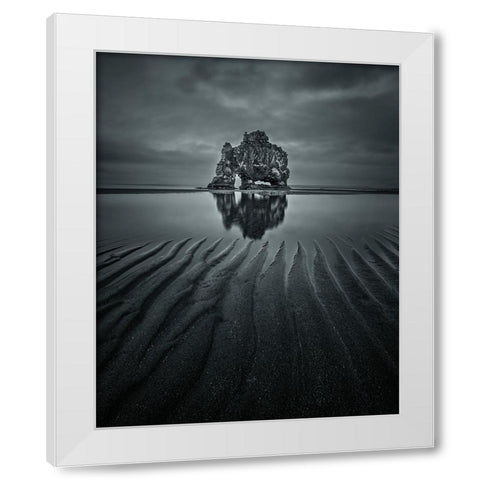 Hvitserkur White Modern Wood Framed Art Print by Guo, David